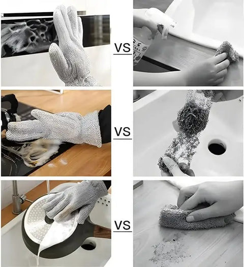 (1 Pcs ) Multipurpose Wire Dishwashing Gloves | Dishwashing Rags For Wet And Dry, Steel Wire Miracle Cleaning Cloth With Glove Shape, Non-scratch Wire Dish Cloths For Washing Dishes, Kitchen | Anti-heat Aluminium Gloves