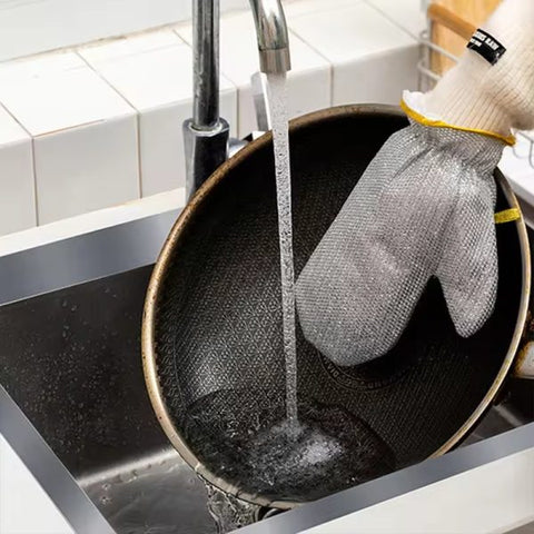 (1 Pcs ) Multipurpose Wire Dishwashing Gloves | Dishwashing Rags For Wet And Dry, Steel Wire Miracle Cleaning Cloth With Glove Shape, Non-scratch Wire Dish Cloths For Washing Dishes, Kitchen | Anti-heat Aluminium Gloves