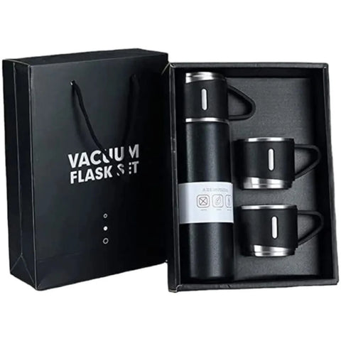 3 Cup 500ML Double-Layer Stainless Steel Vacuum Flask Set | Hot & Cold | Random Color